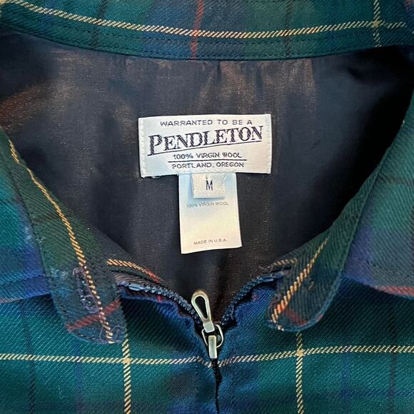 Pendleton Men's Tartan Plaid Zip Up Virgin Wool Shirt Medium Portland Oregon - Picture 4 of 5